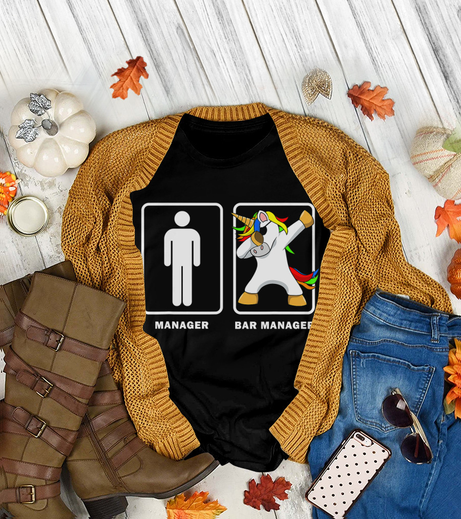 Funny Bar Manager Men Dabbing Unicorn Meme T-Shirt