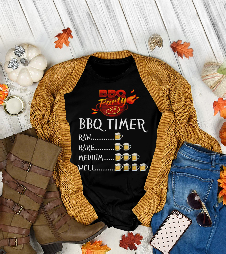 BBQ Party Timer Beer Mug Levels Raw Rare Medium Well T-Shirt