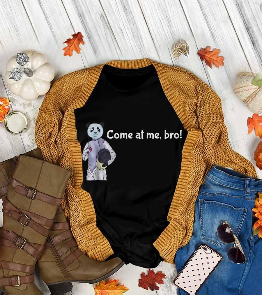 Come at me Bro Fencing Panda with Helmet and Sword T-Shirt