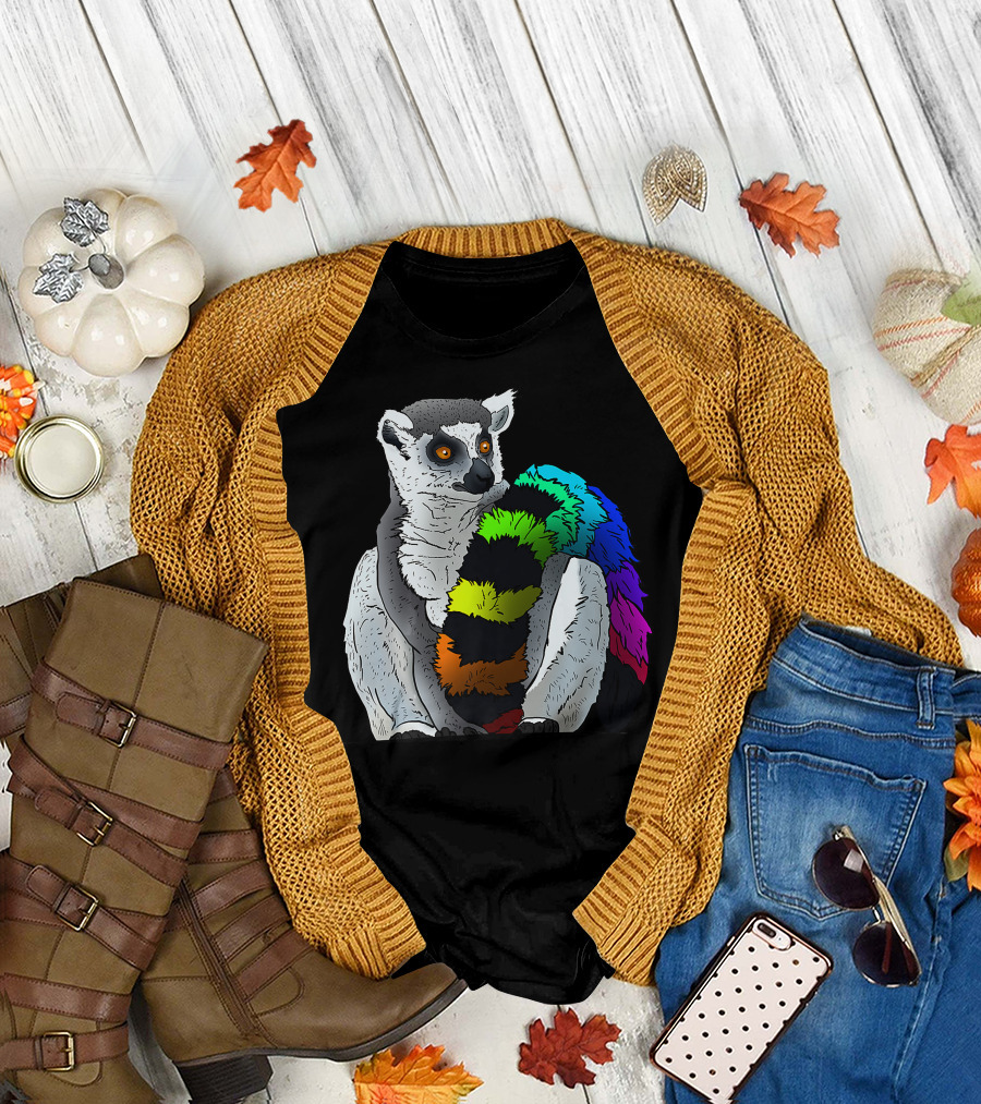 Cool Colorful Lemur Tail Fantasy T-Shirt