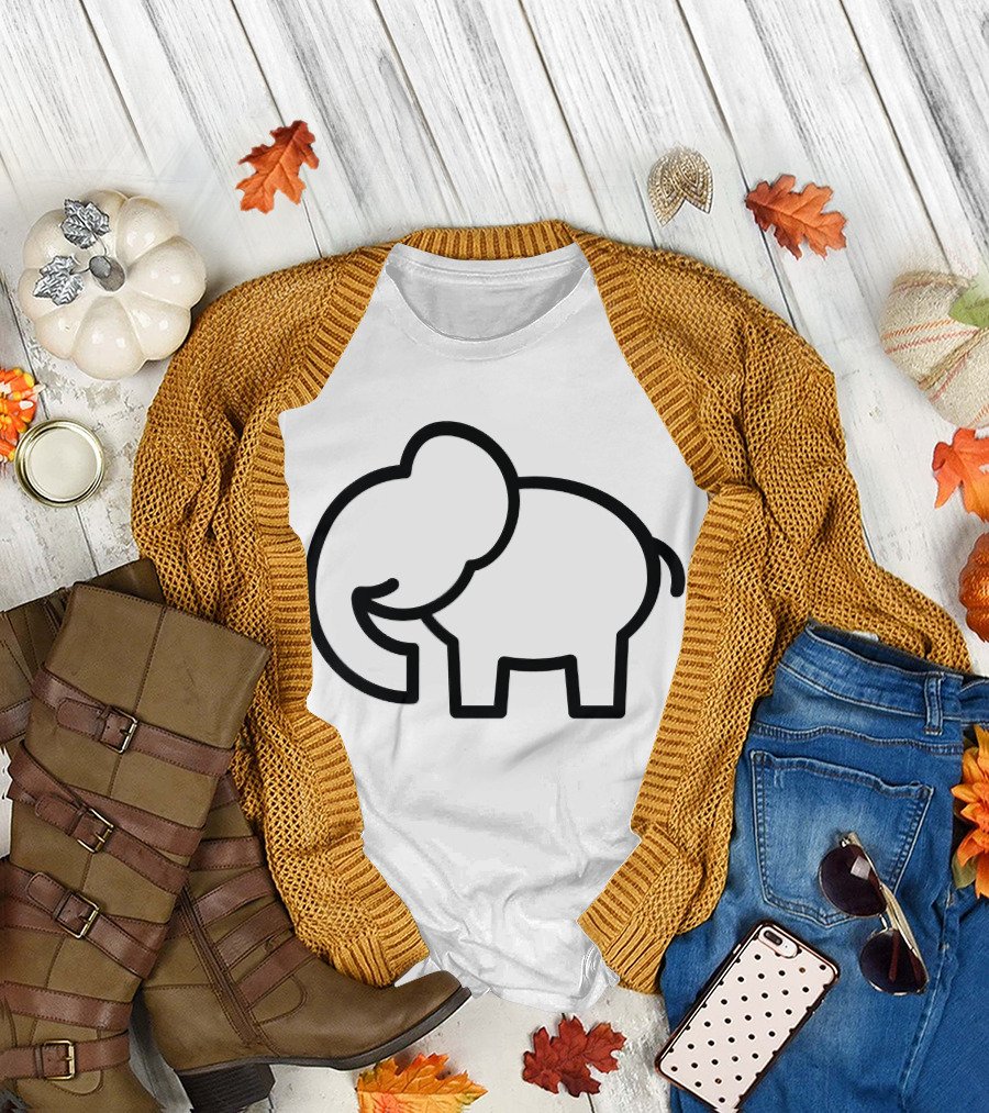 Cute Simple Elephant Outline T-Shirt