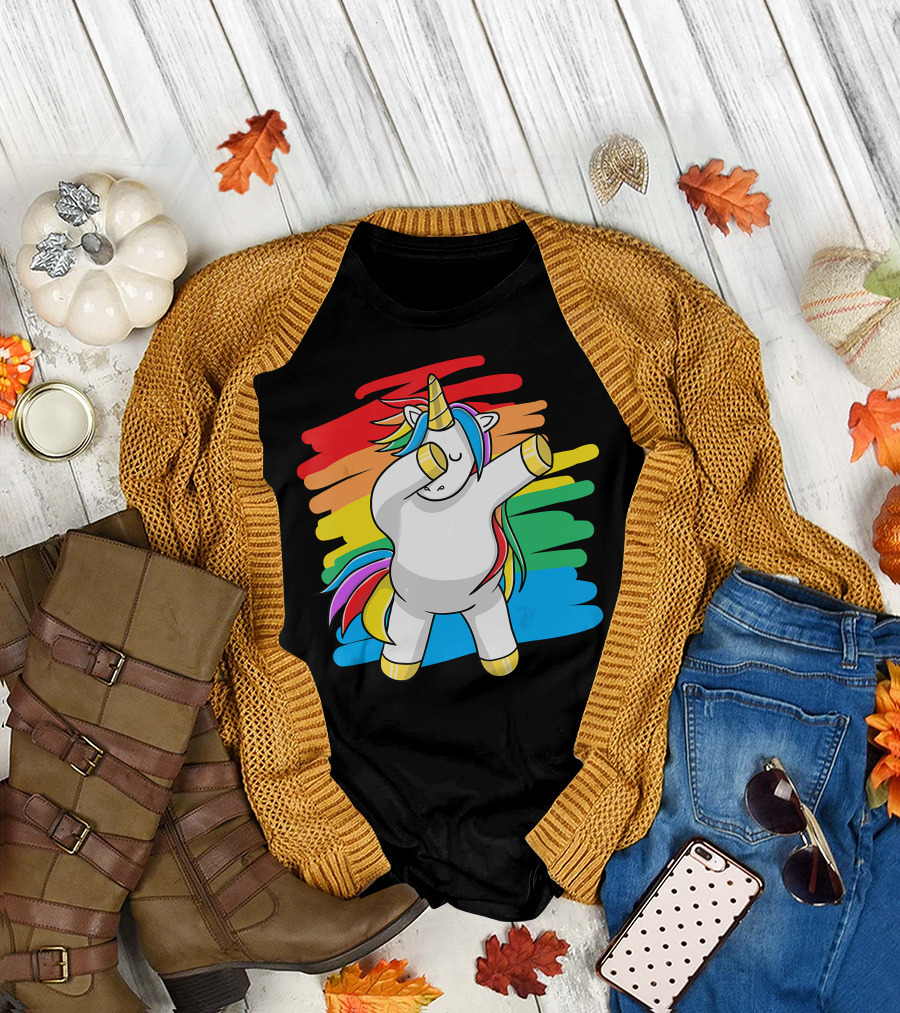 Dabbing Unicorn Funny Hip Hop Rainbow Dab T-Shirt