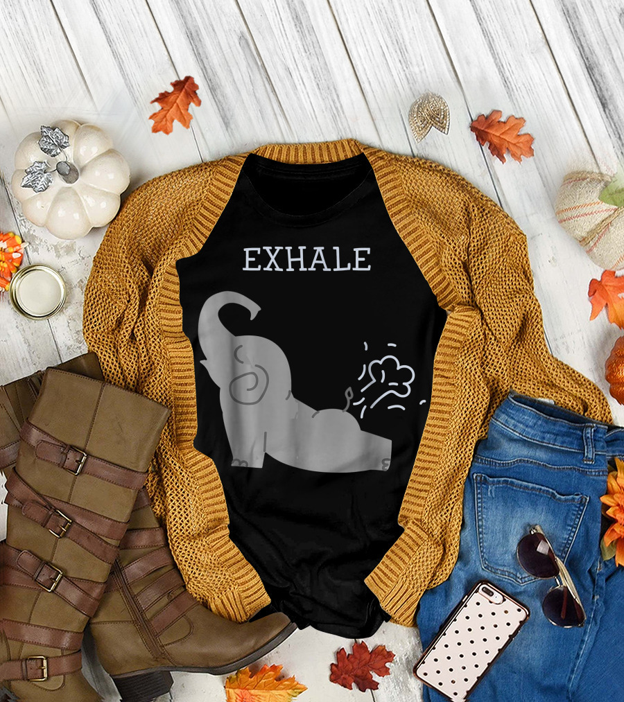 Exhale Elephant Fart Yoga Humor T-Shirt