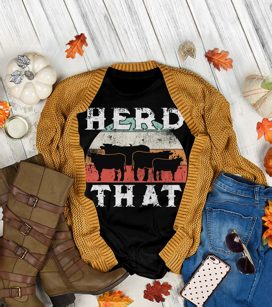 Farmer Herd That Cow Lover Funny Farm Retro Style Cows T-Shirt