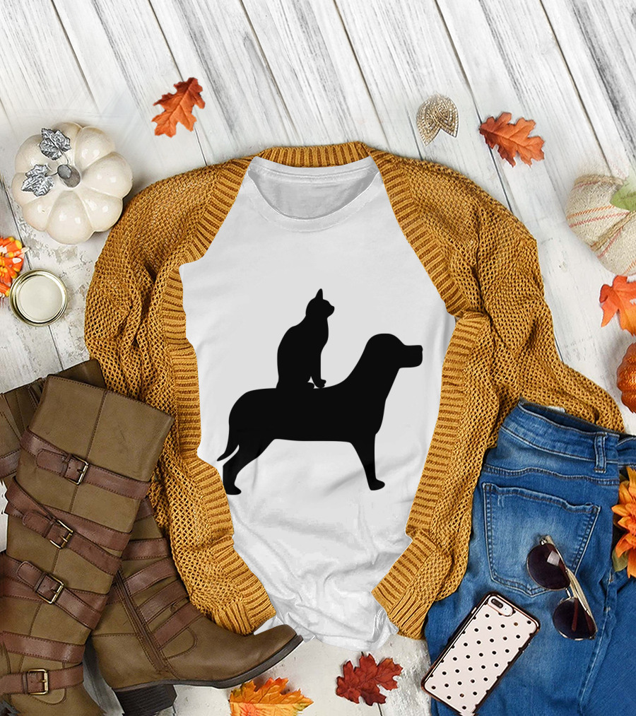 Cat Dog Silhouette Pair Concept Octerson T-Shirt
