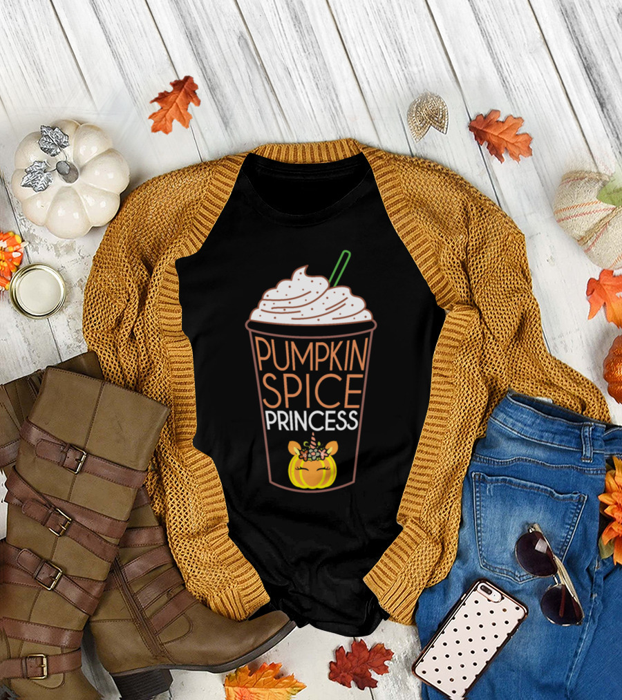 PUMPKIN SPICE PRINCESS CREAM COFFEE UNICORN HALLOWEEN T-Shirt