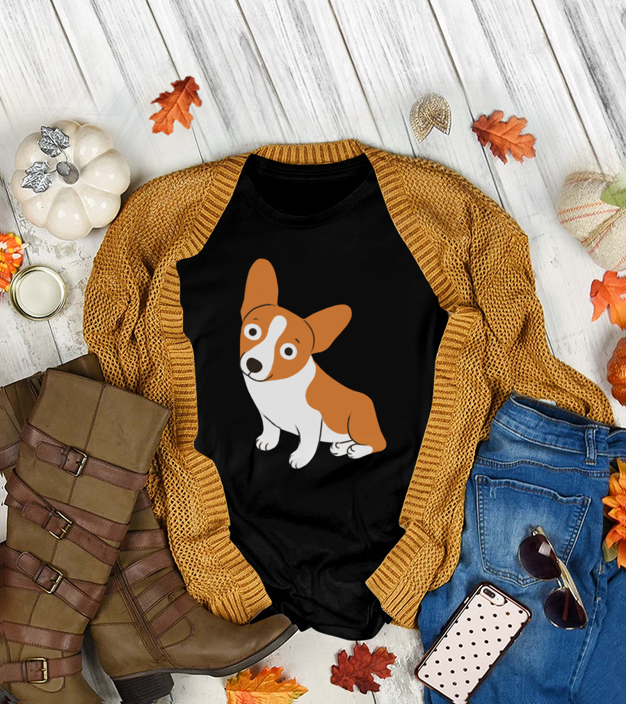 Cute Corgi Happy Dog Playful Expression Whimsical Pose T-Shirt