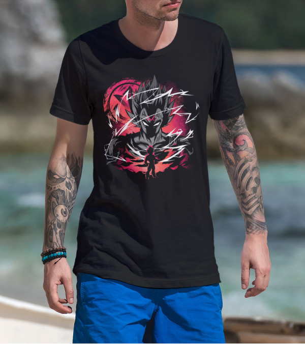 Majin Saiyan Prince Power Surge With Red Aura And Lightning T-Shirt