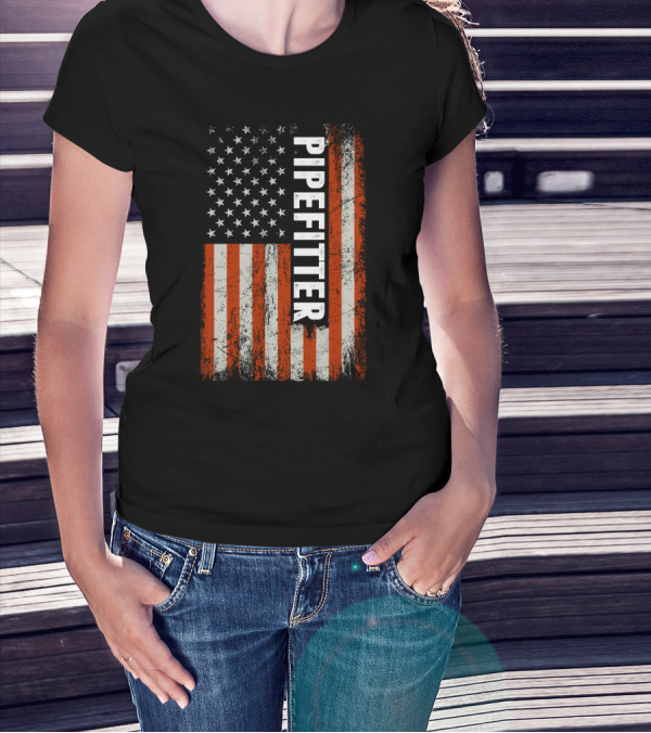American Flag Pipefitter Patriotic T-Shirt