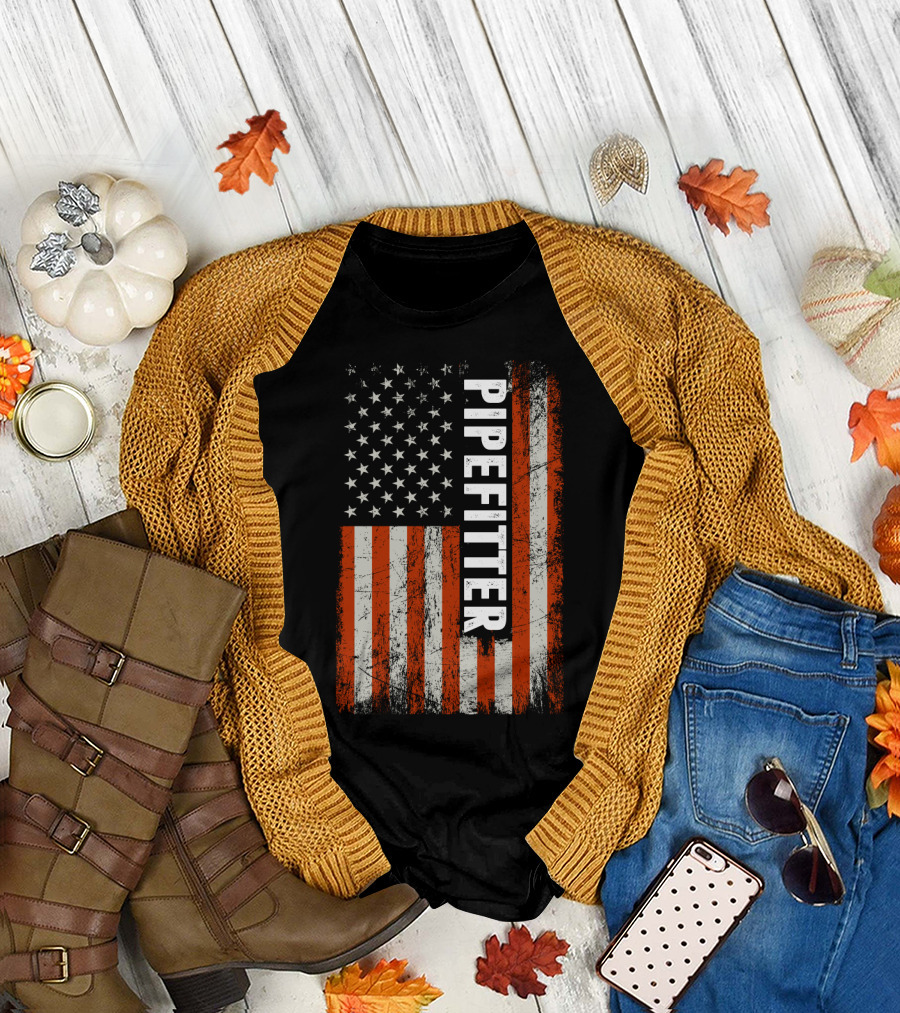 American Flag Pipefitter Patriotic T-Shirt