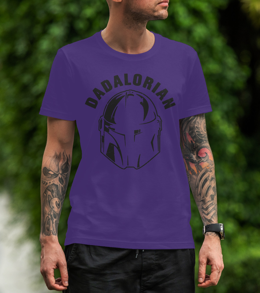 Dadalorian Funny Family Daddy Lover Father's Day Mandalorian Helmet T-Shirt