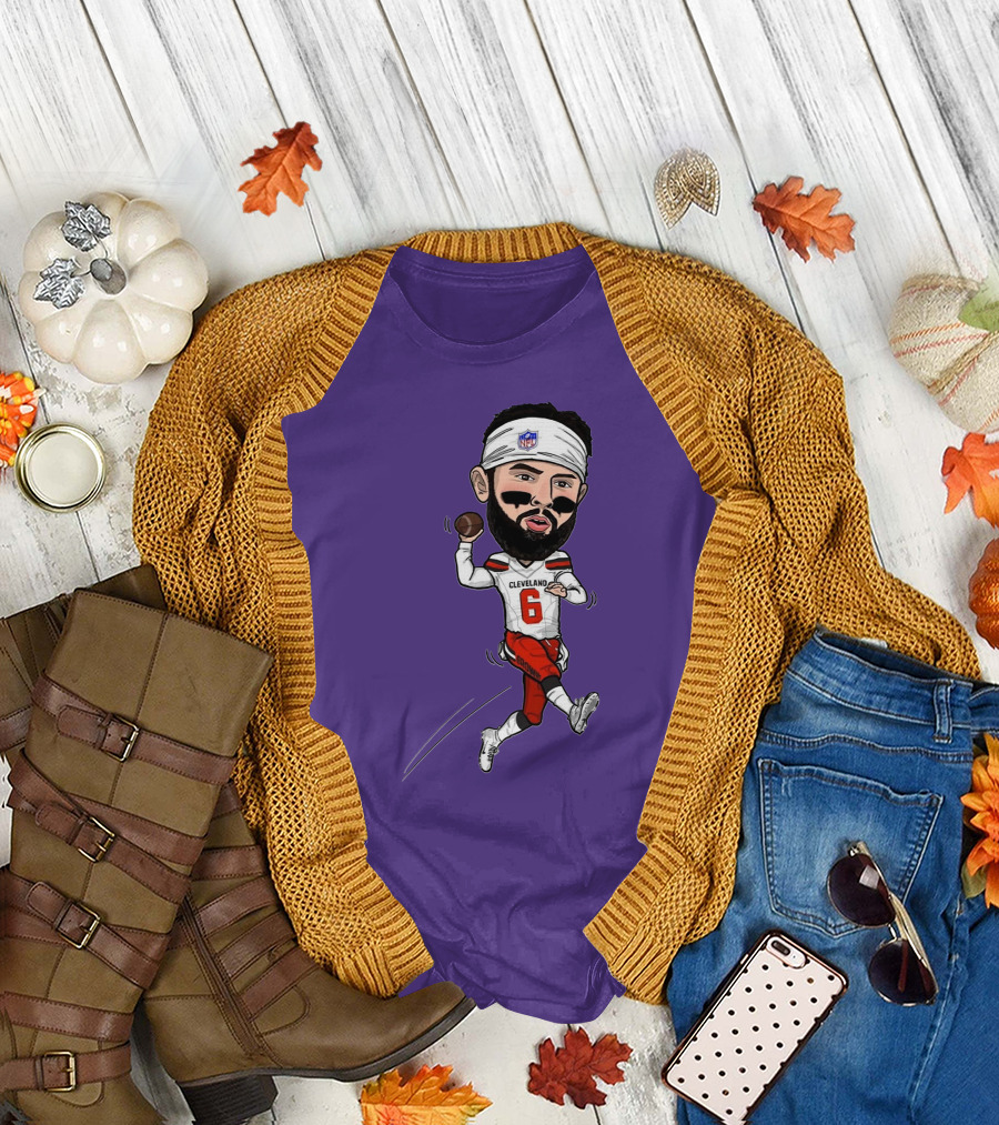 Baker Mayfield Cleveland Browns Football Cartoon Player Number 6 T-Shirt