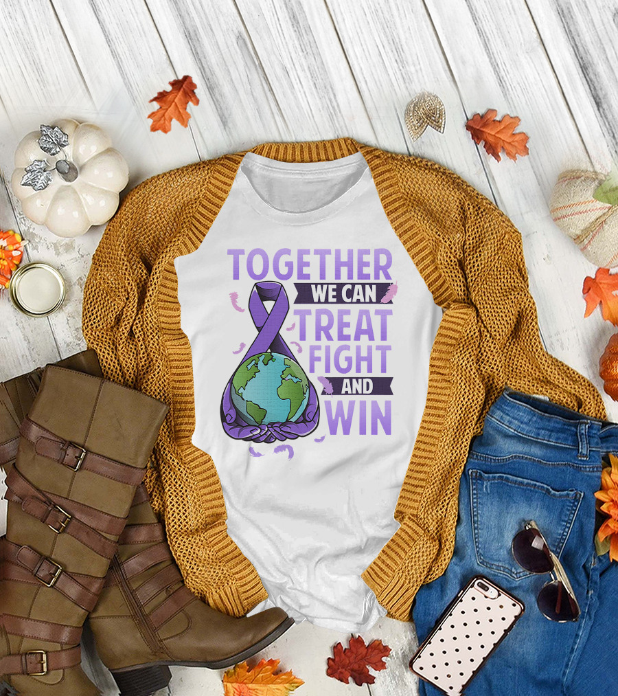Together We Can Treat Fight and Win World Cancer Day Awareness Fight Against Cancer T-Shirt