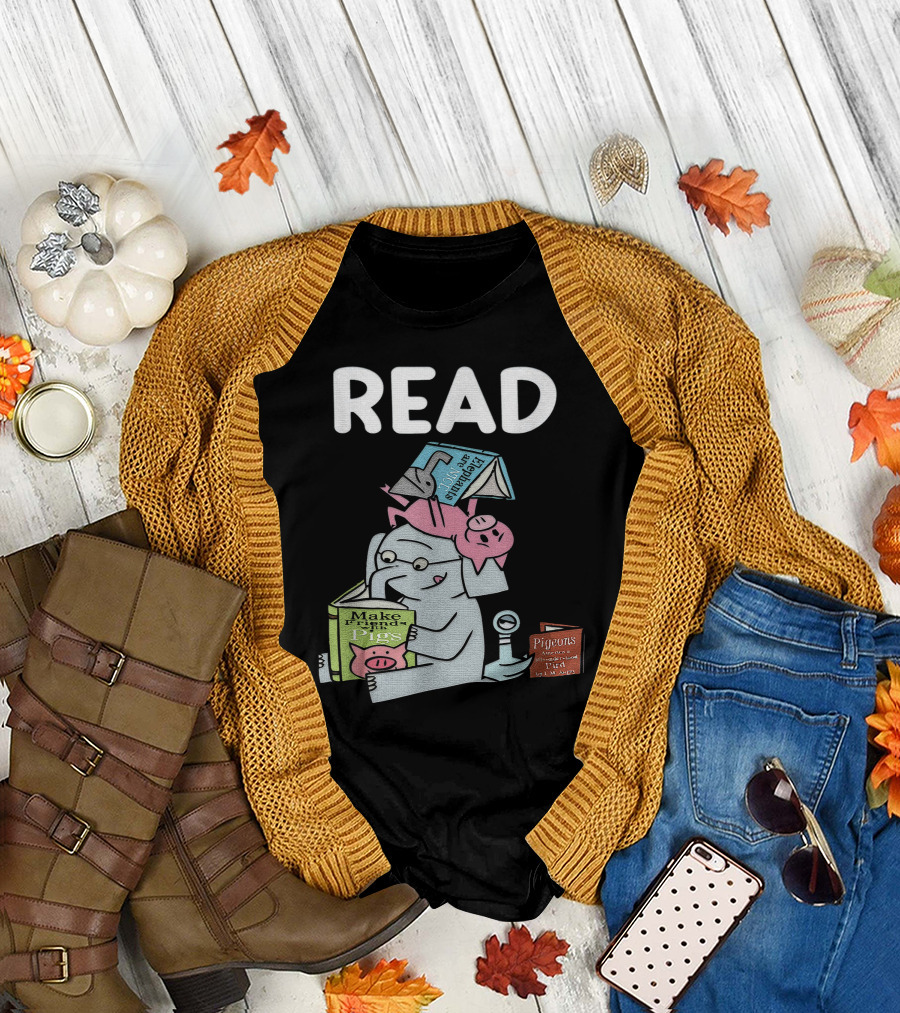 READ Make Friends Pigs Piggie Elephant Pigeons Trix Willems T-Shirt