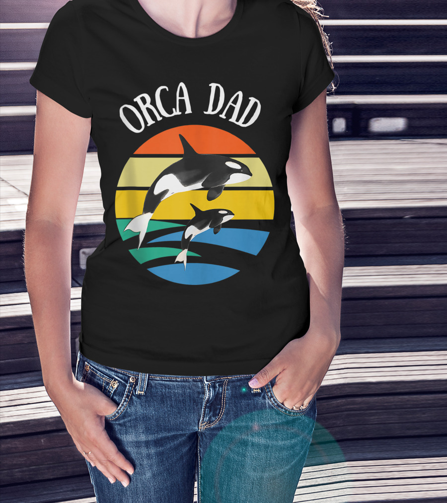 Orca Dad Vintage Sunset 80s T-Shirt