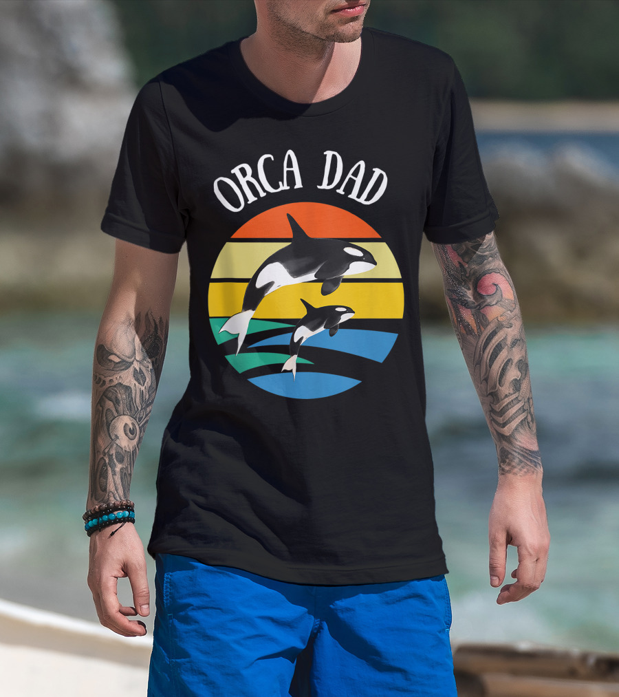 Orca Dad Vintage Sunset 80s T-Shirt