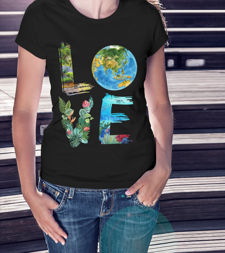 Love The Earth Kids Teacher Earth Day Everyday Environment Nature-Inspired Earth Elements T-Shirt