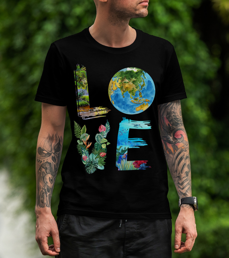 Love The Earth Kids Teacher Earth Day Everyday Environment Nature-Inspired Earth Elements T-Shirt
