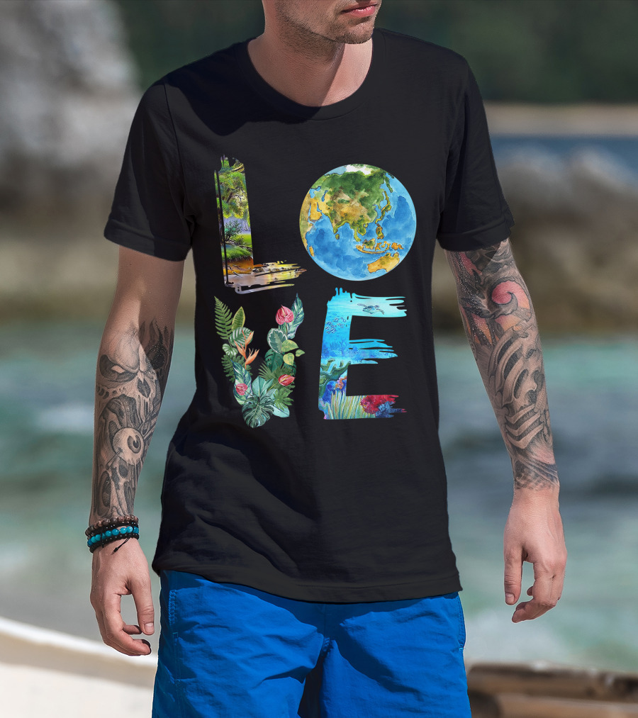 Love The Earth Kids Teacher Earth Day Everyday Environment Nature-Inspired Earth Elements T-Shirt