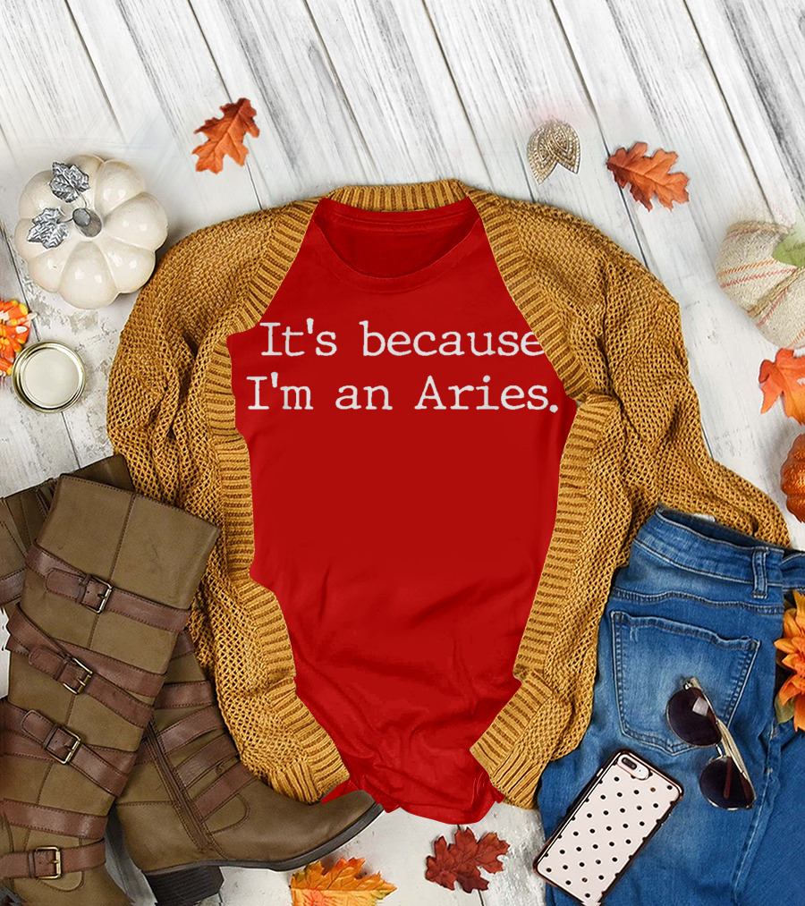 It's Because I'm an Aries Horoscope Gifts Women Girls Men Zodiac Sign Astrology T-Shirt