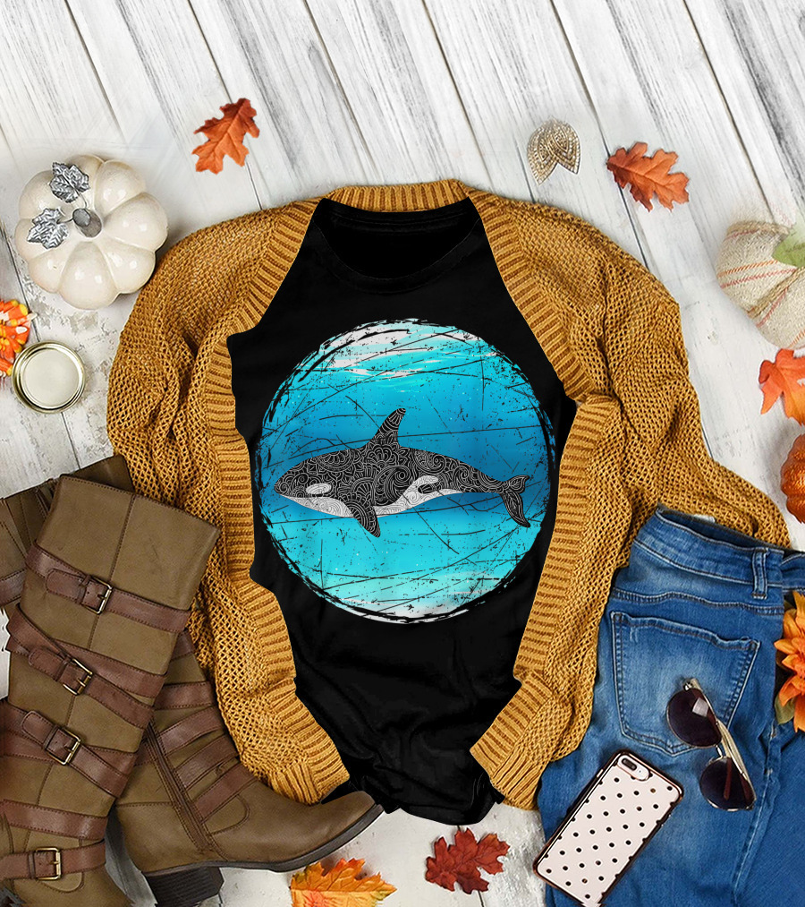 Ocean Killer Whale Mandala Splash T-Shirt