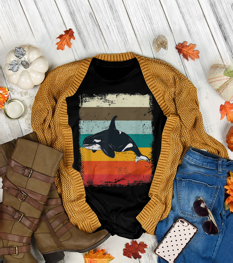 Retro Orca Vintage Stripes T-Shirt