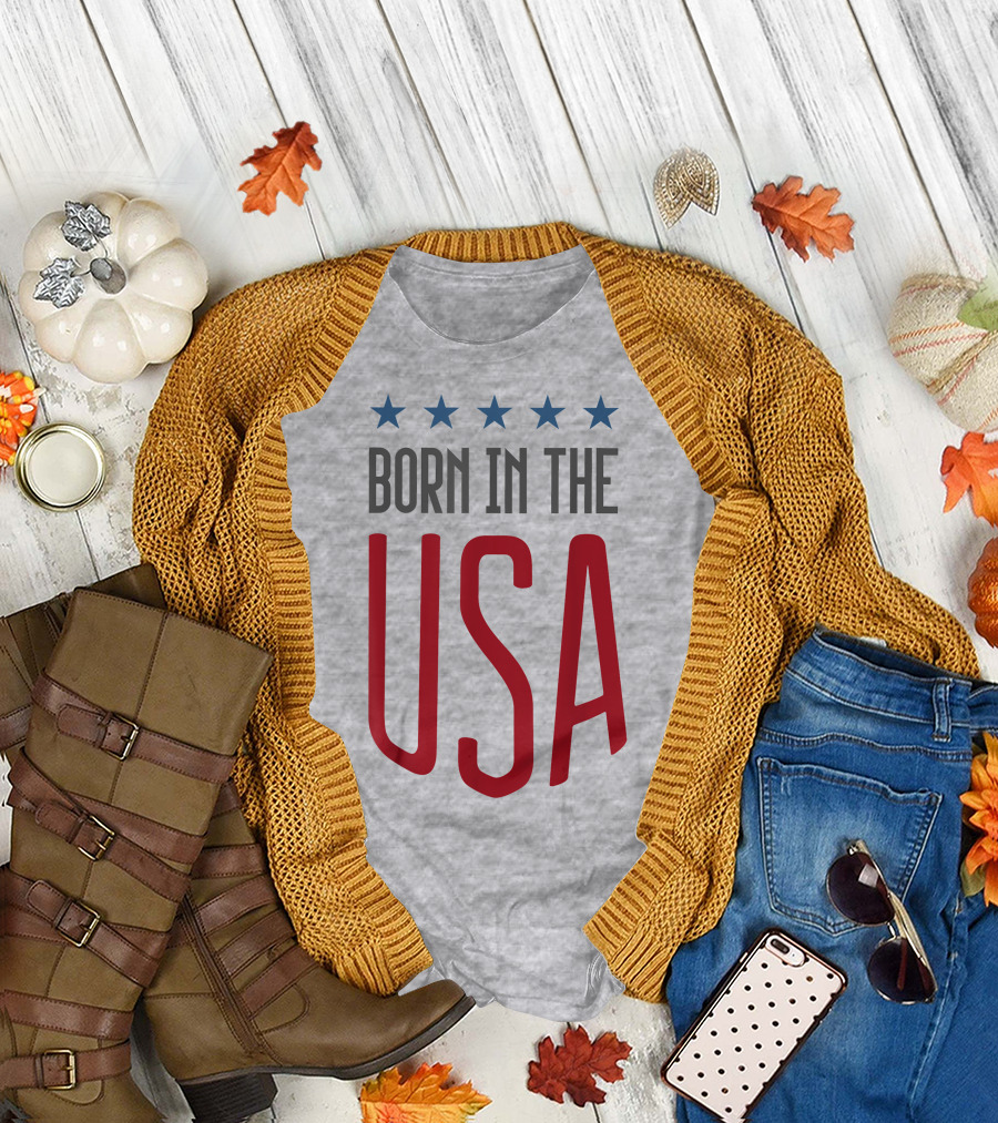 Born In The USA Patriotic Stars Banner T-Shirt