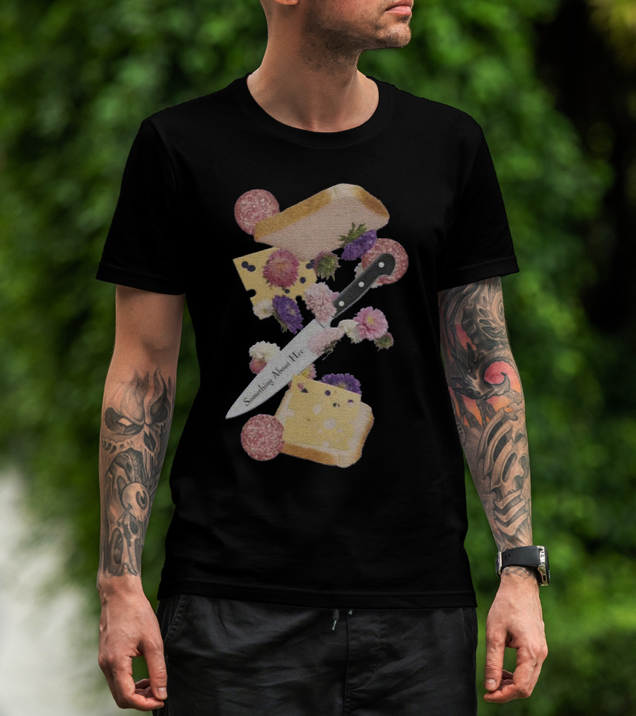 Something About Her Floral Cheese And Bread T-Shirt