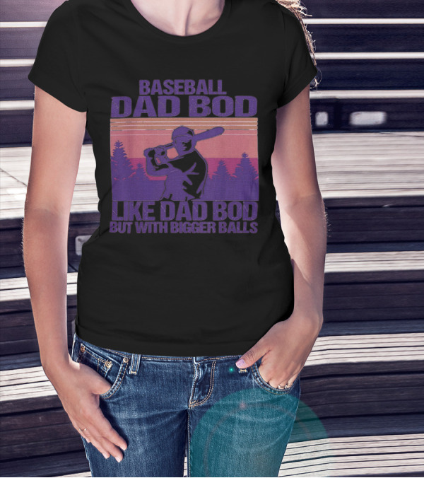 Baseball Dad Bod Like Dad Bod But With Bigger Balls Vintage Sunset Batter T-Shirt