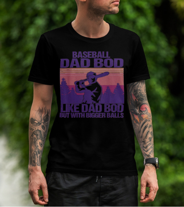 Baseball Dad Bod Like Dad Bod But With Bigger Balls Vintage Sunset Batter T-Shirt