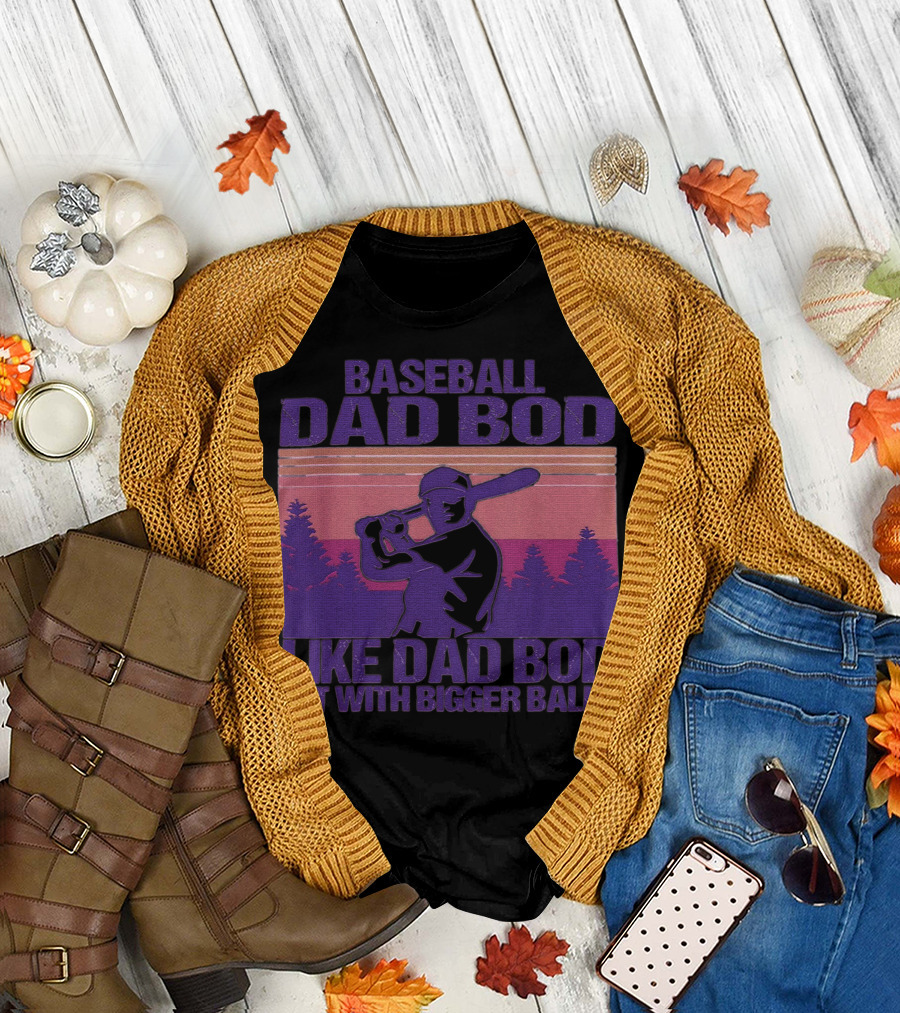 Baseball Dad Bod Like Dad Bod But With Bigger Balls Vintage Sunset Batter T-Shirt