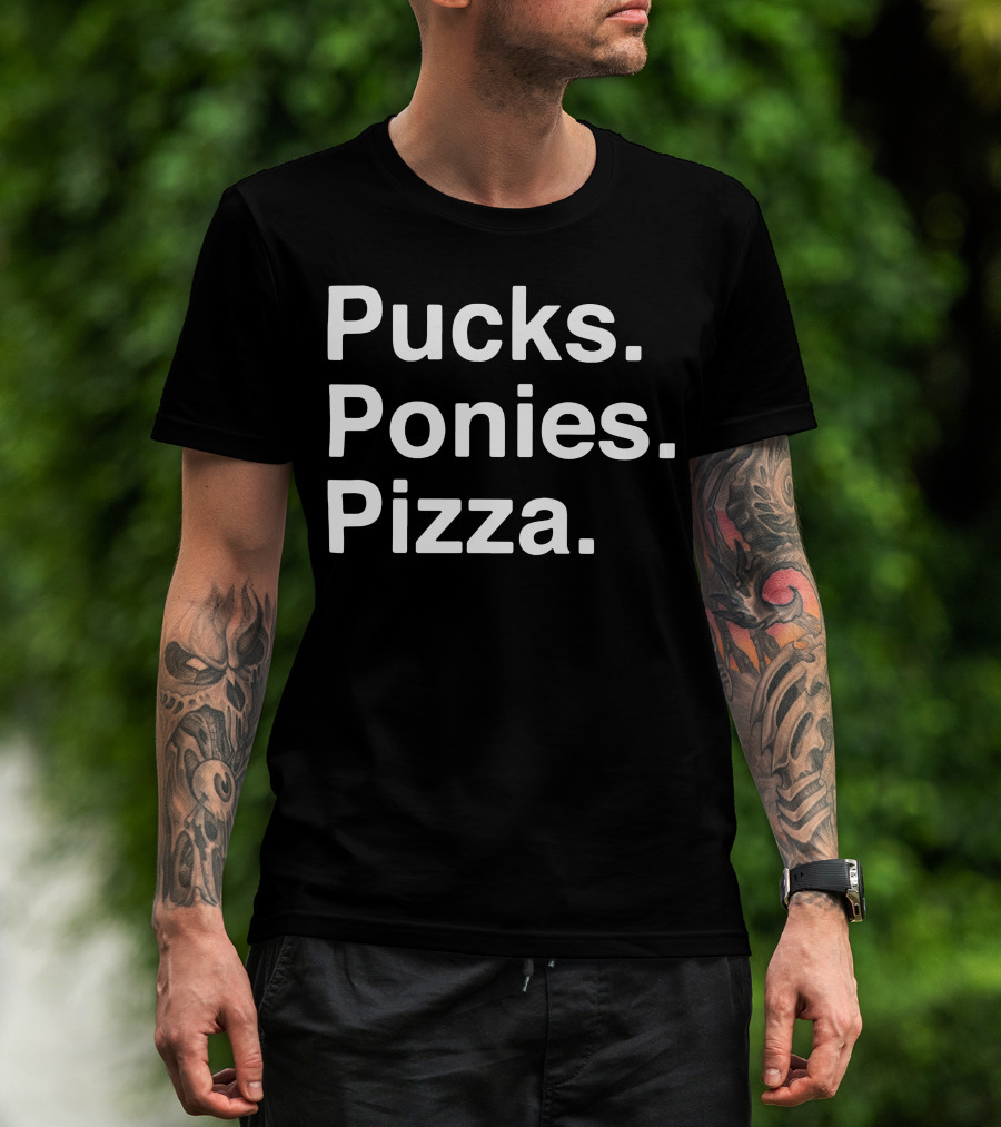 Elio Imbornone Pucks Ponies Pizza Fun T-Shirt