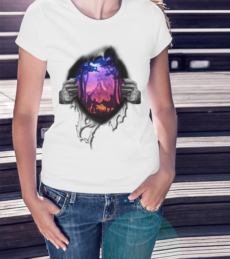 Ghibli Fan Forest Spirit Adventure Scene T-Shirt
