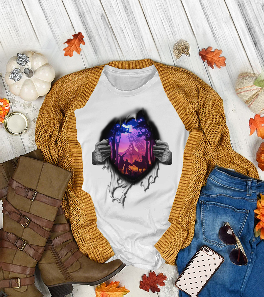 Ghibli Fan Forest Spirit Adventure Scene T-Shirt