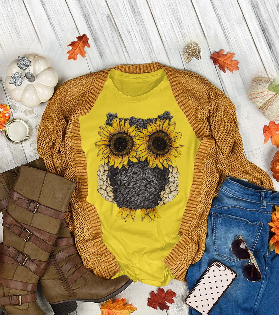 Sunflower Sunflower Owl Owl Sunflower Sunflower T-Shirt