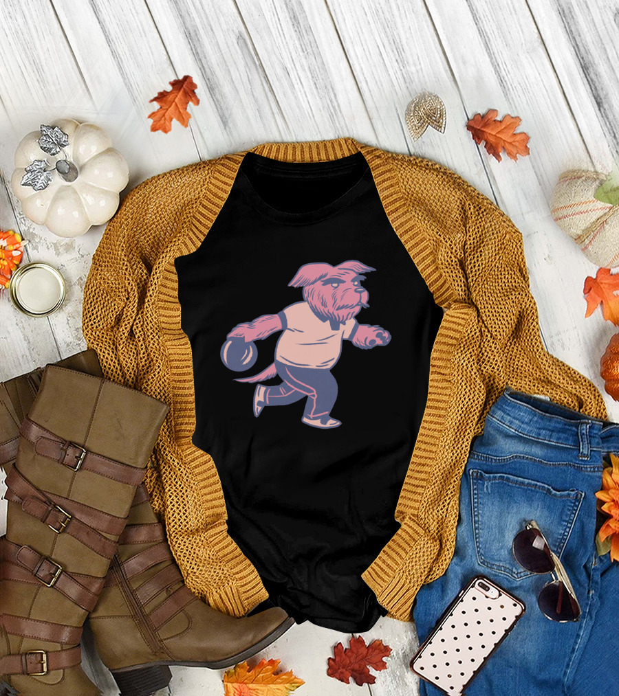 Alley Dog Bowling Dog Pink and Blue T-Shirt