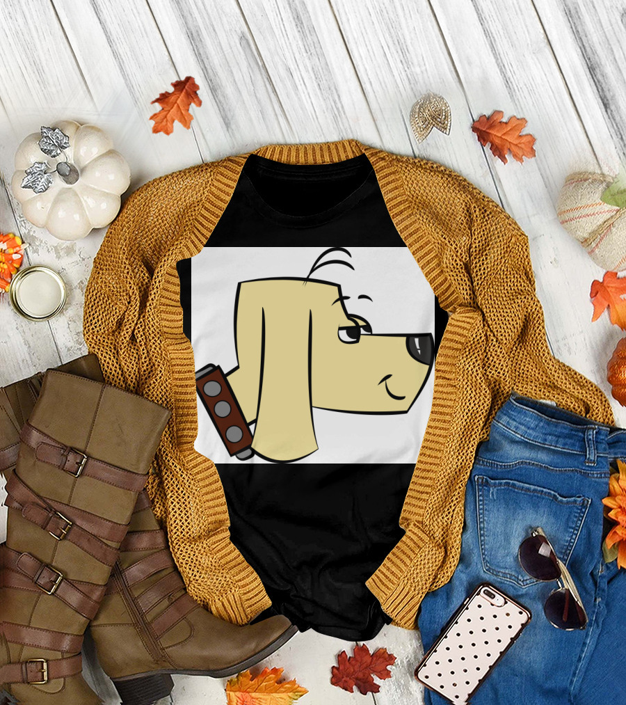 Smiling Dog Cartoon Character with Collar T-Shirt