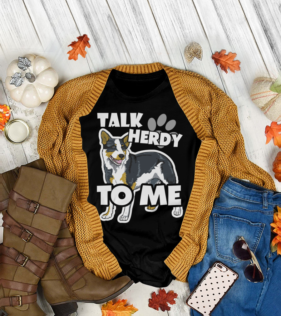 Talk Herdy To Me Australian Shepherd Dog Paw Prints T-Shirt