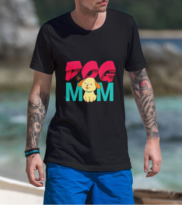 Dog Mom With Cute Cartoon Puppy T-Shirt