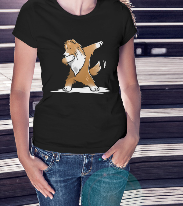 Shetland Sheepdog Dab Dance Move Featuring Dabbing Dog Pose T-Shirt