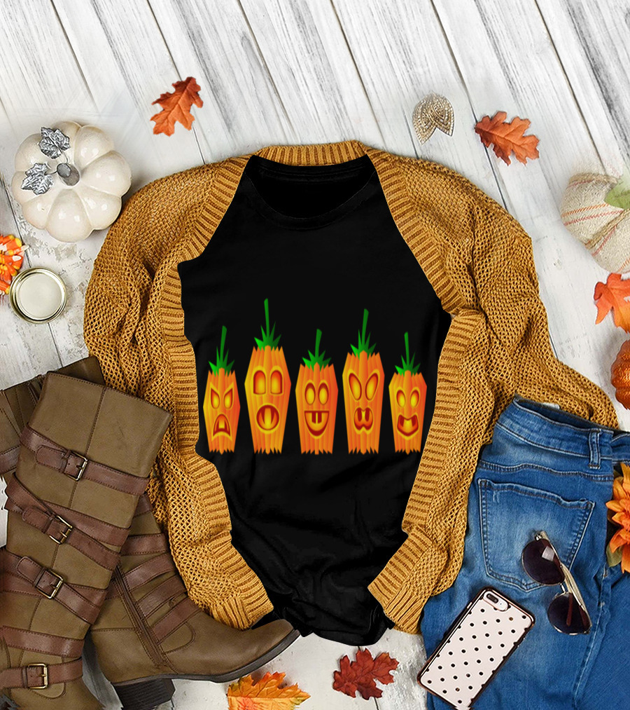 Festival Pumpkins Halloween Jack-O'-Lantern Faces Collection T-Shirt