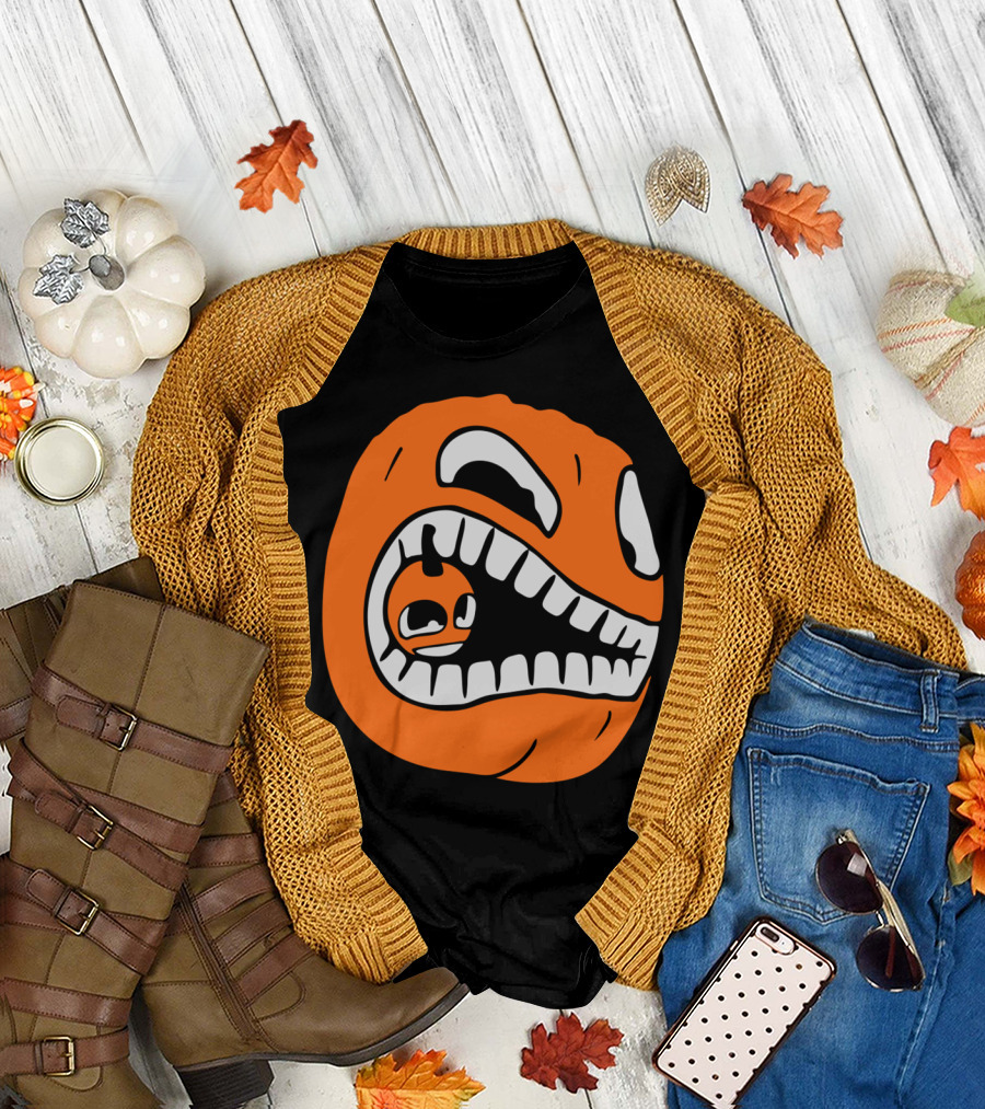 Pumpkin Eats Pumpkin Halloween Face T-Shirt