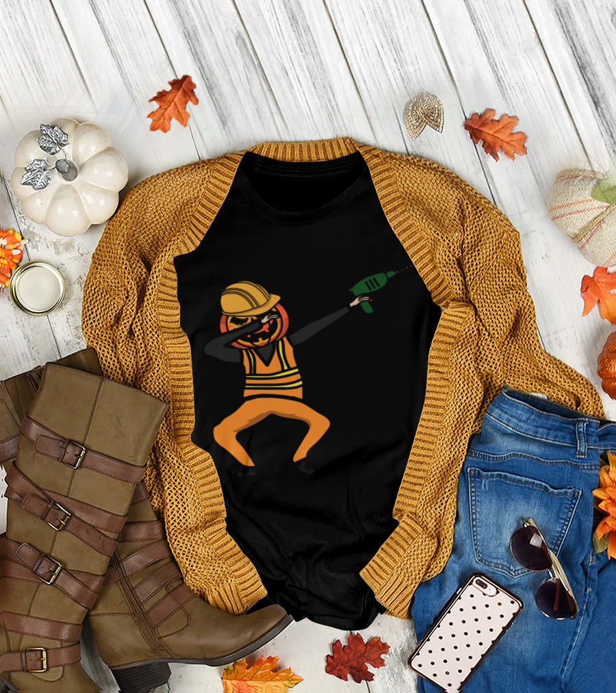 PUMPKIN DAB CONSTRUCTION WORKER DRILLING ACTION T-Shirt