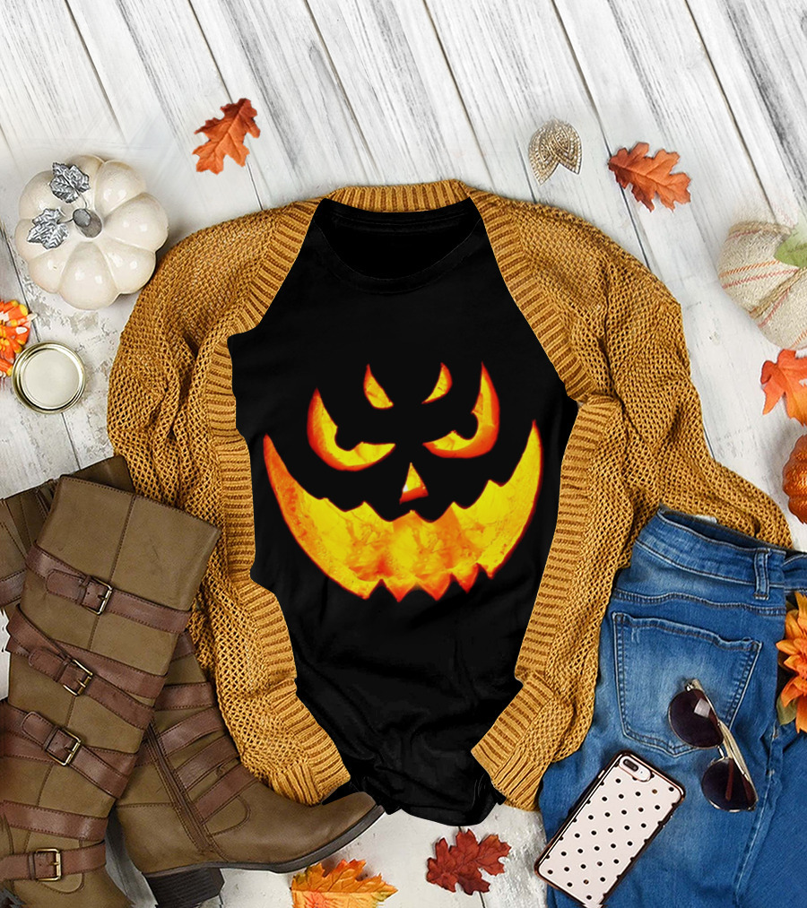 Evil Glowing Pumpkin Face T-Shirt