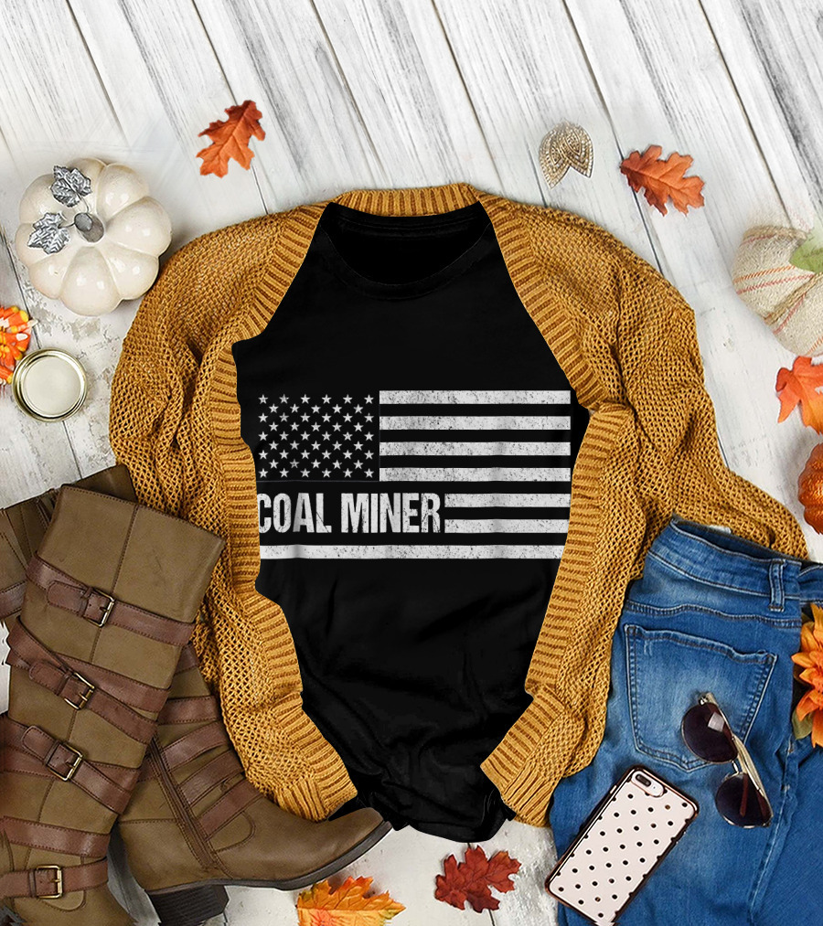 American Flag Coal Miner Pride T-Shirt