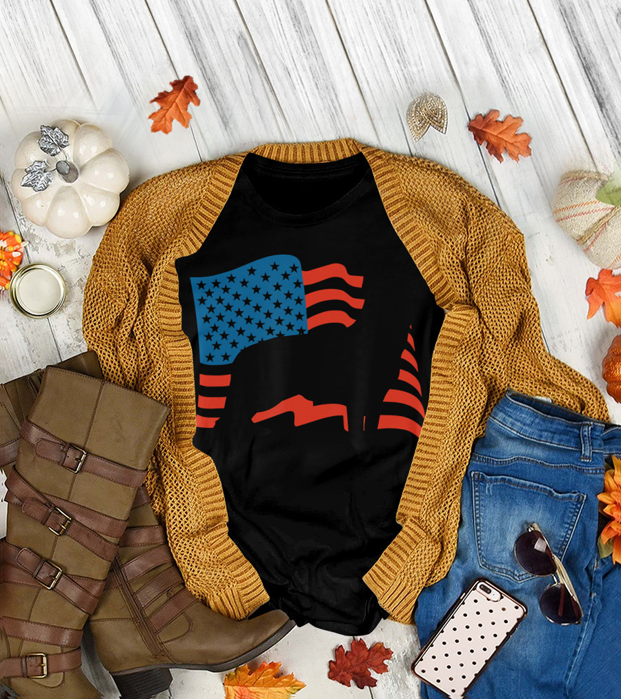 American Patriotic USA Flag German Shepherd T-Shirt