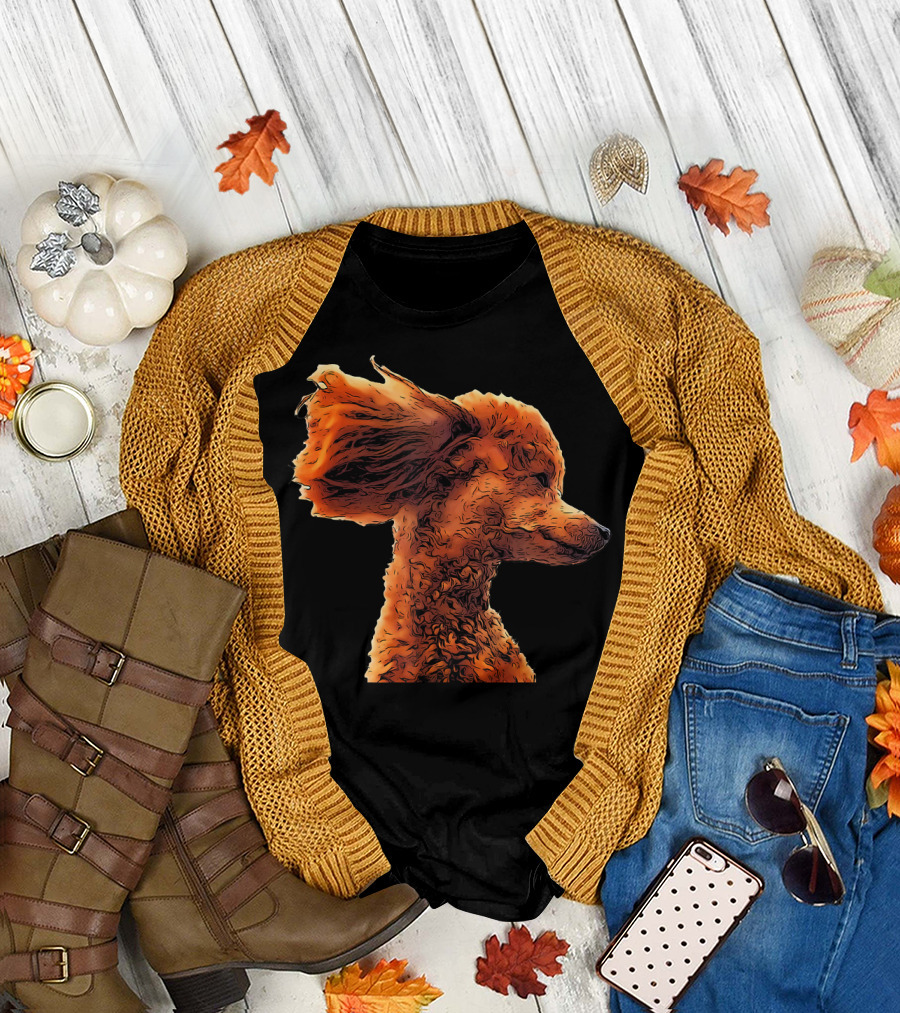 An Adorable Apricot Poodle with Flowing Ears and Detailed Fur Texture T-Shirt