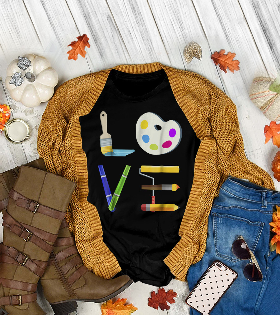 Love Artist Paint Palette and Tools T-Shirt