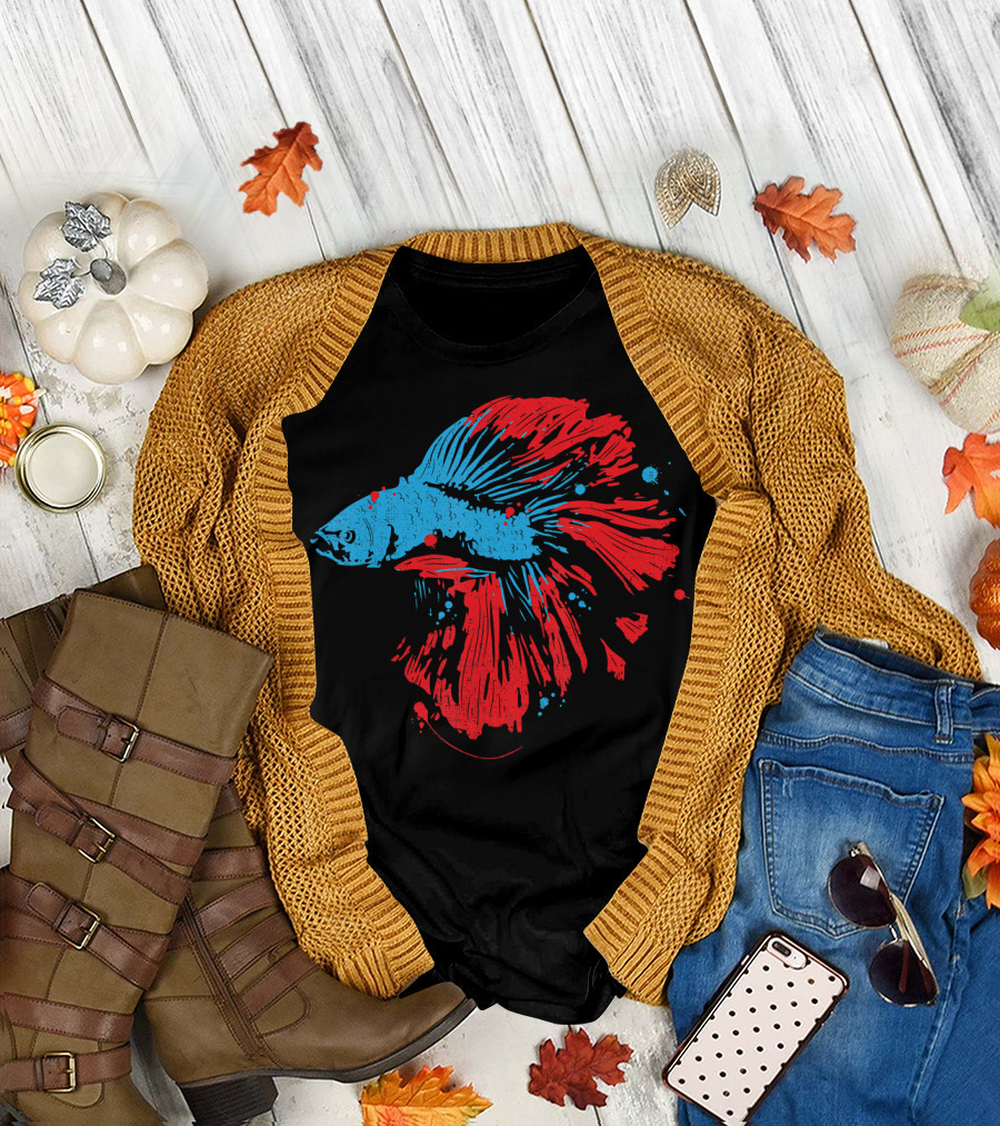 Betta Splendens Siamese Fighting Fish Colorful T-Shirt