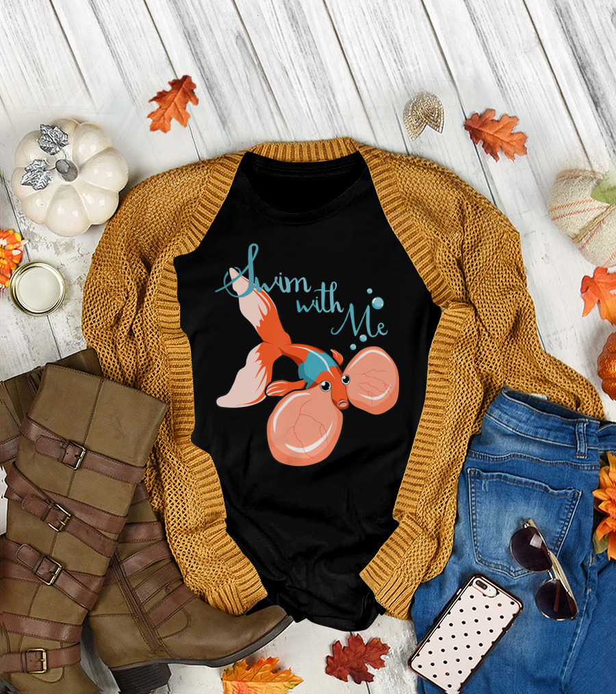 Swim with Me Bubble Eye Goldfish Celestial T-Shirt